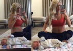 Egy fitneszmodell hasa 4 héttel a szülés után Egy fitneszmodell hasa 4 héttel a szülés után